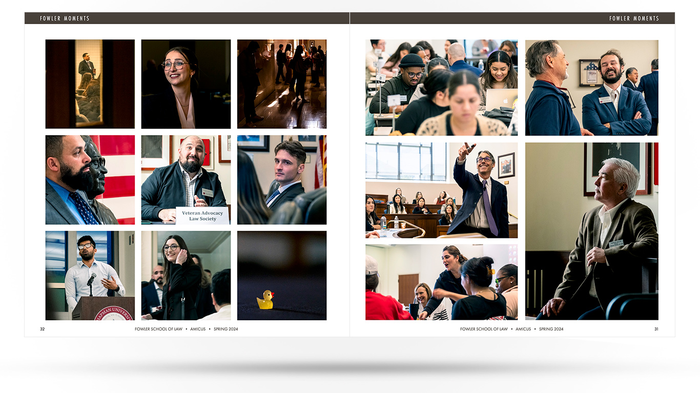 Pages from an award winning Academic Publication Design: Amicus - Law School Annual Report