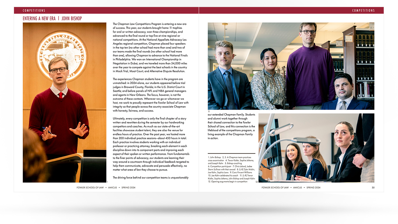 Pages from an award winning Academic Publication Design: Amicus - Law School Annual Report
