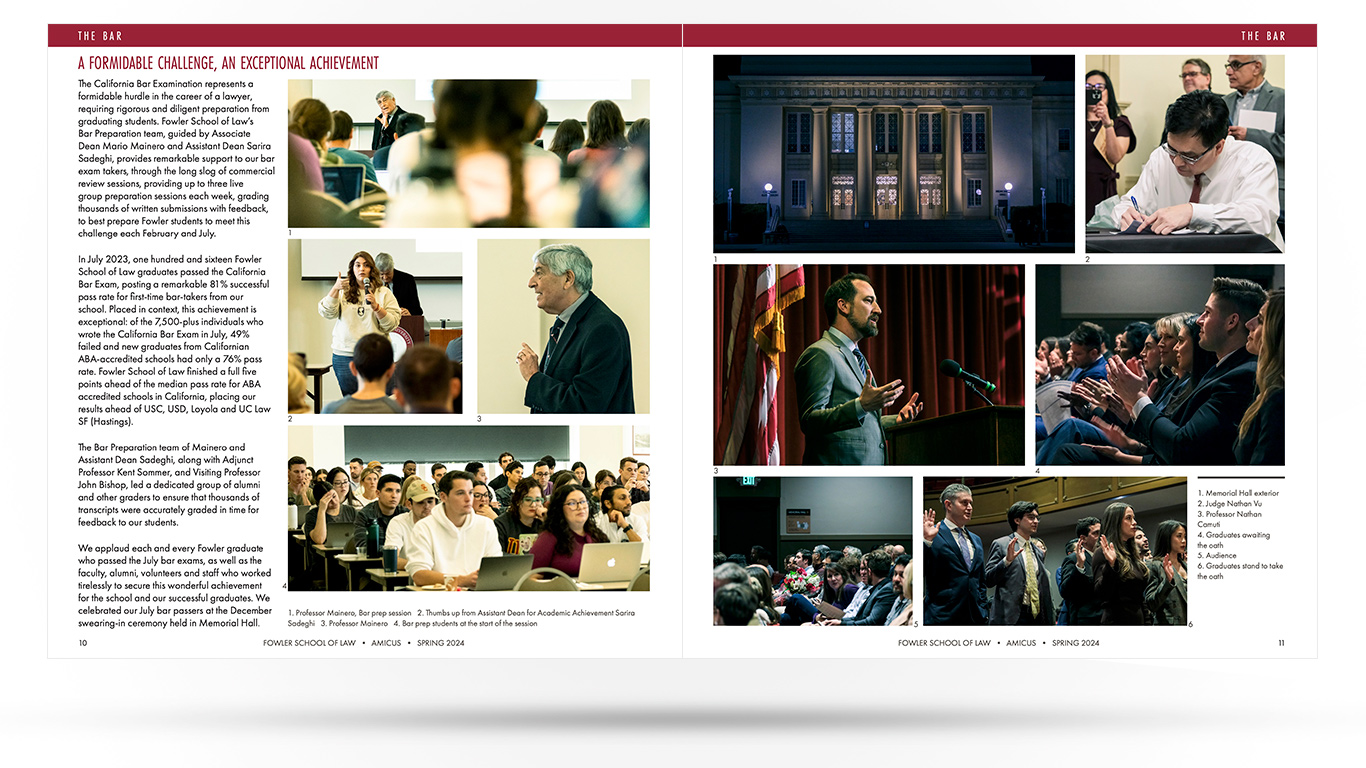 Pages from an award winning Academic Publication Design: Amicus - Law School Annual Report