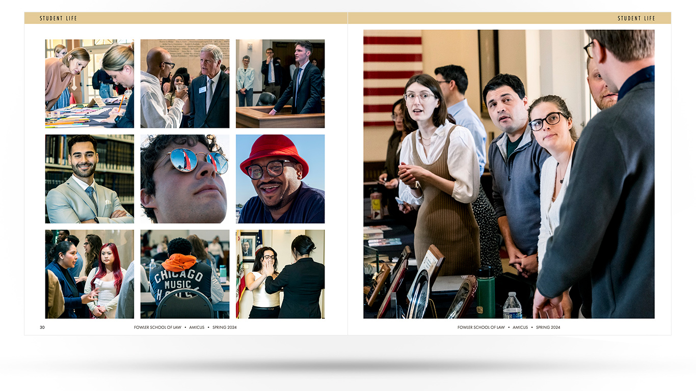 Pages from an award winning Academic Publication Design: Amicus - Law School Annual Report