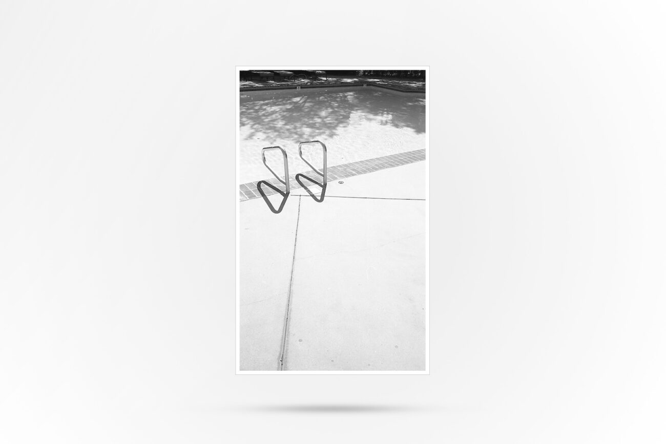 Black and White Photo of a swimming pool