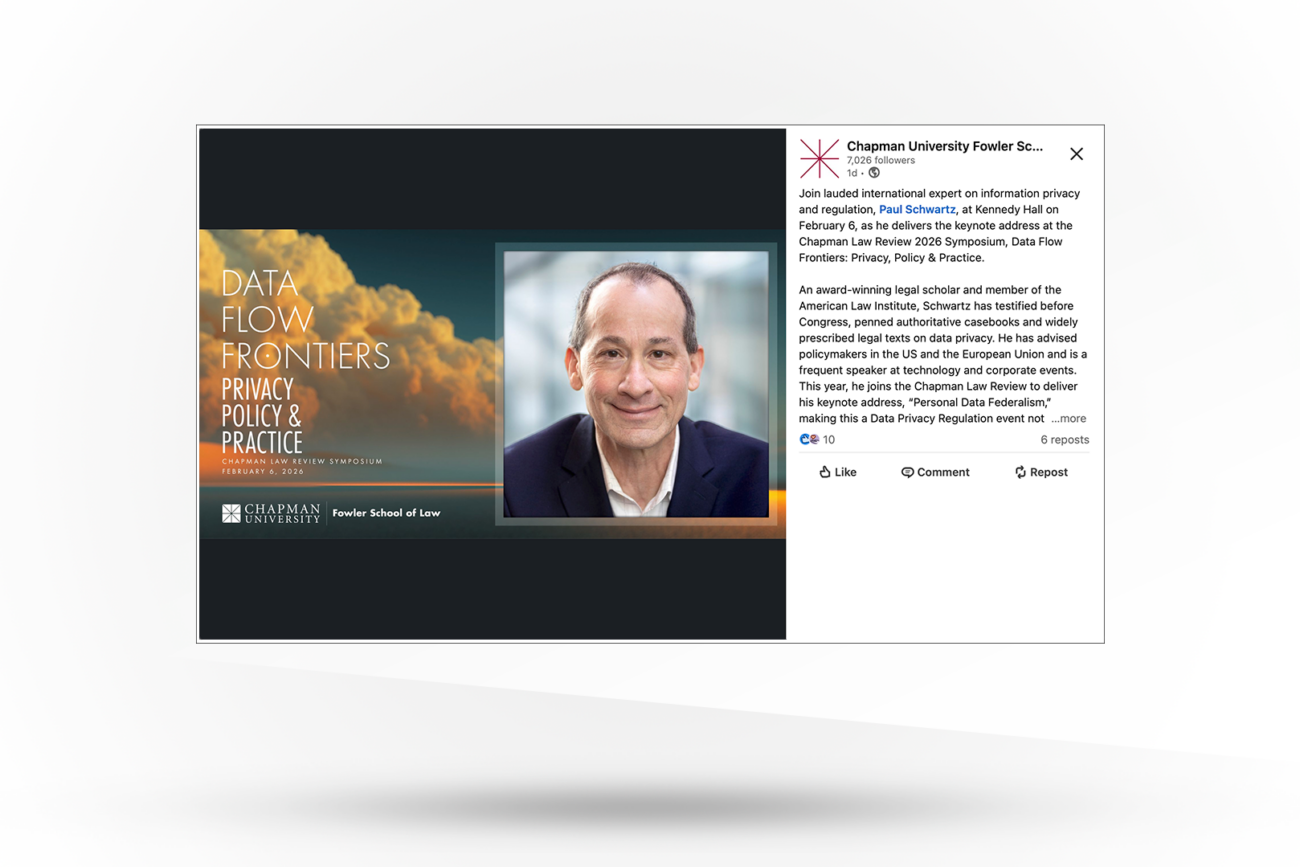 Social media post advertising an event and keynote speaker